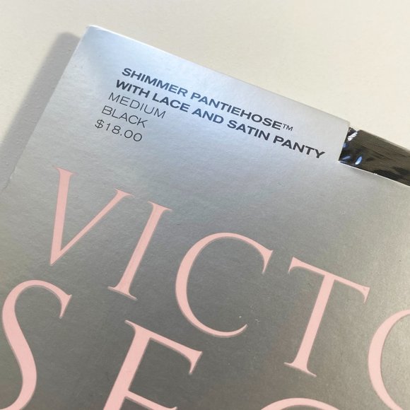 NEW VICTORIA'S SECRET "GLAMOUR SHEERS" MEDIUM BLACK PANTYHOSE W/BIKINI PANTY - Picture 6 of 8